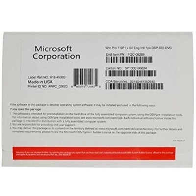 OEM professionnel Packge de Microsoft Windows 7